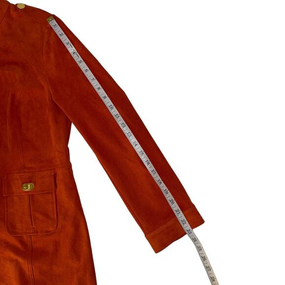 Chicos Womens Faux Suede Long Sleeve Orange Utility Jacket Chicos Size 0/4 - Picture 12 of 14